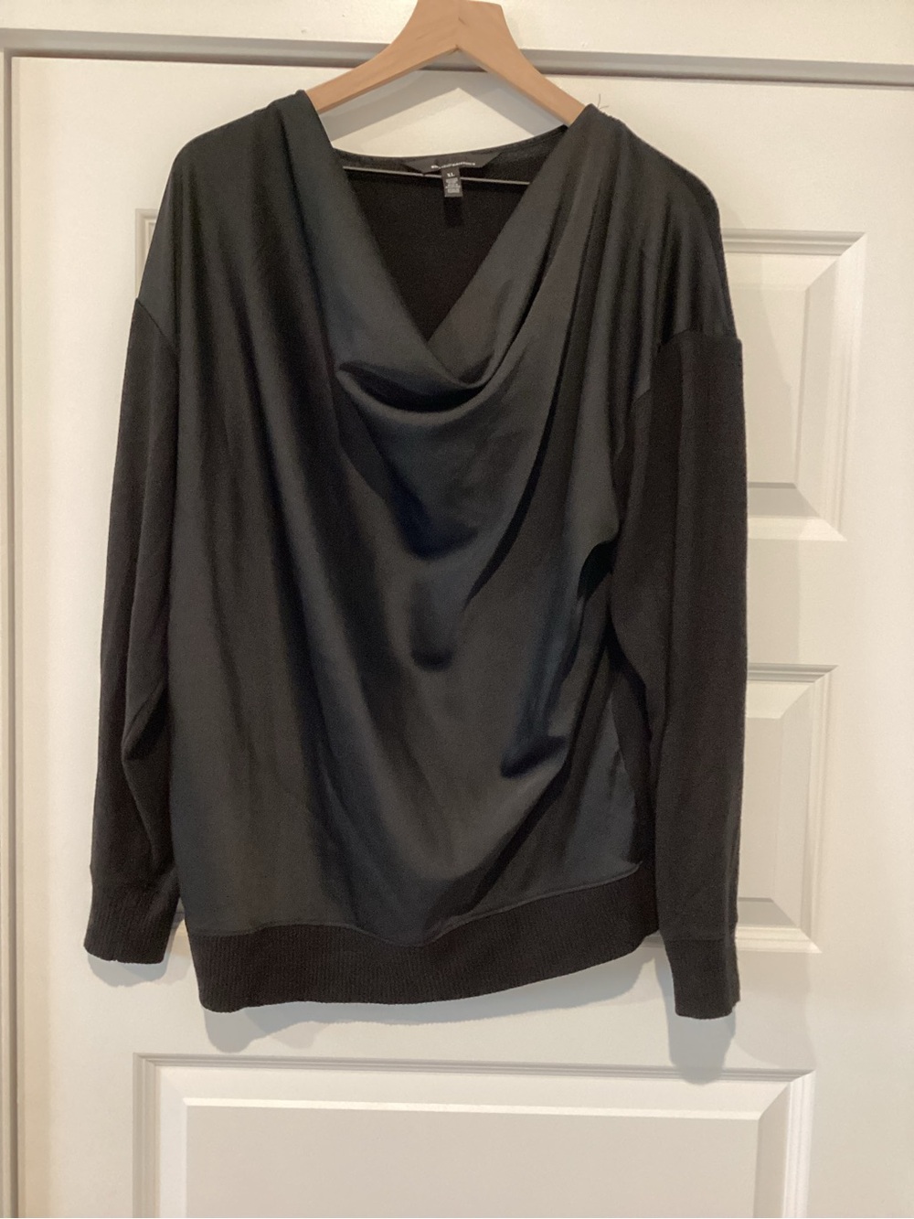 White House Black Market Black Draped Cowl Neck Sweater